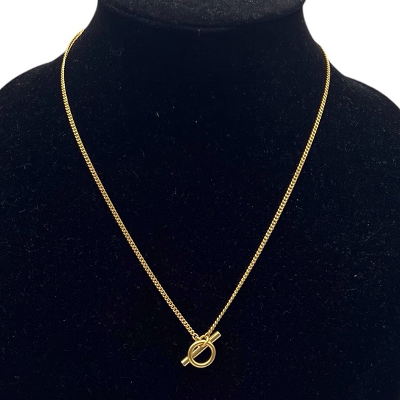 Madewell Gold Tone Toggle Chain Necklace Basic Preppy Circle Bar Minimalist - Picture 2 of 7